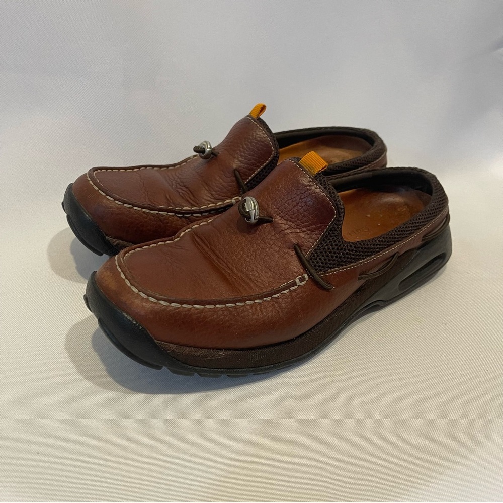 Cole Haan Nike Air 7 1/2 B brown leather mules slide on
